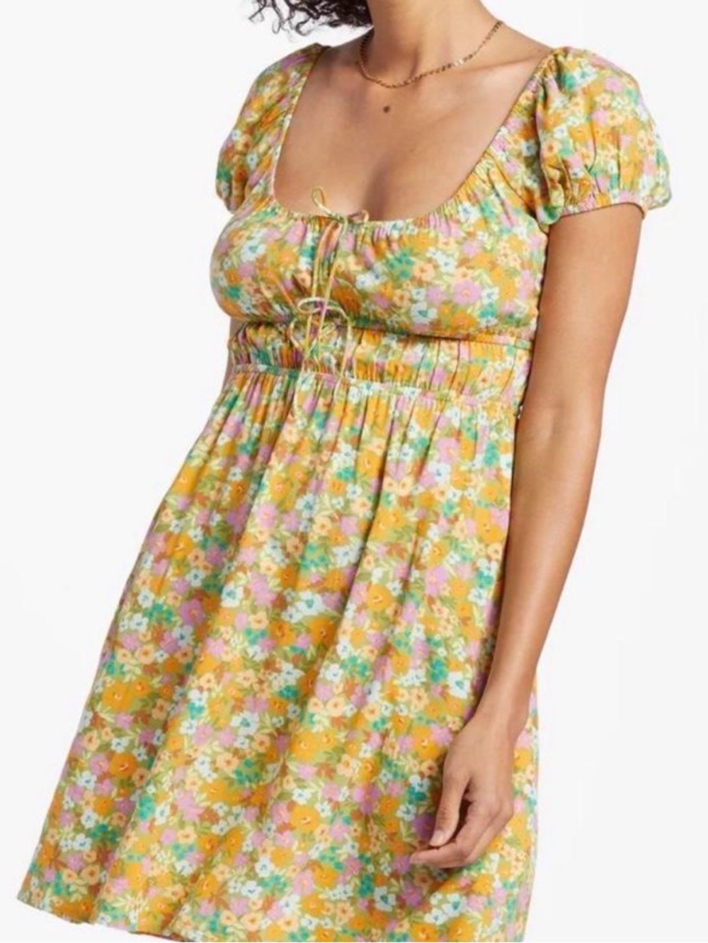 Billabong Sun Kissed Mini Dress in Palm Green Flora Print